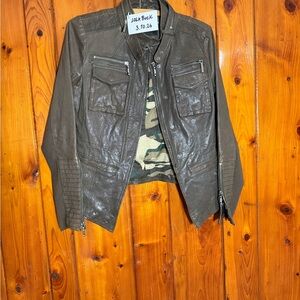 BCBGMAXARIZA Genuine Brown Leather Moto Jacket Size Small